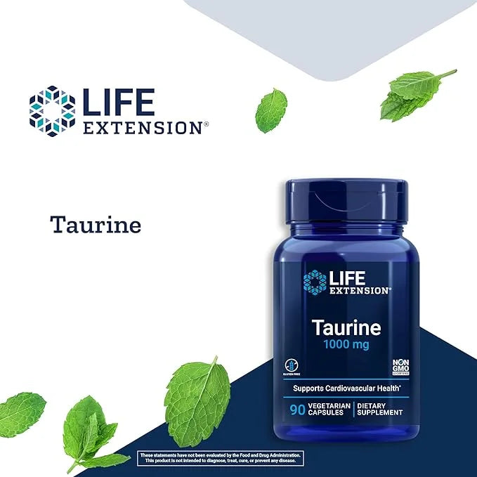 Life Extension DHEA Hormone Balance 100 Capsules and Taurine Brain Heart Health 1000mg 90 Capsules Bundle - Product Image