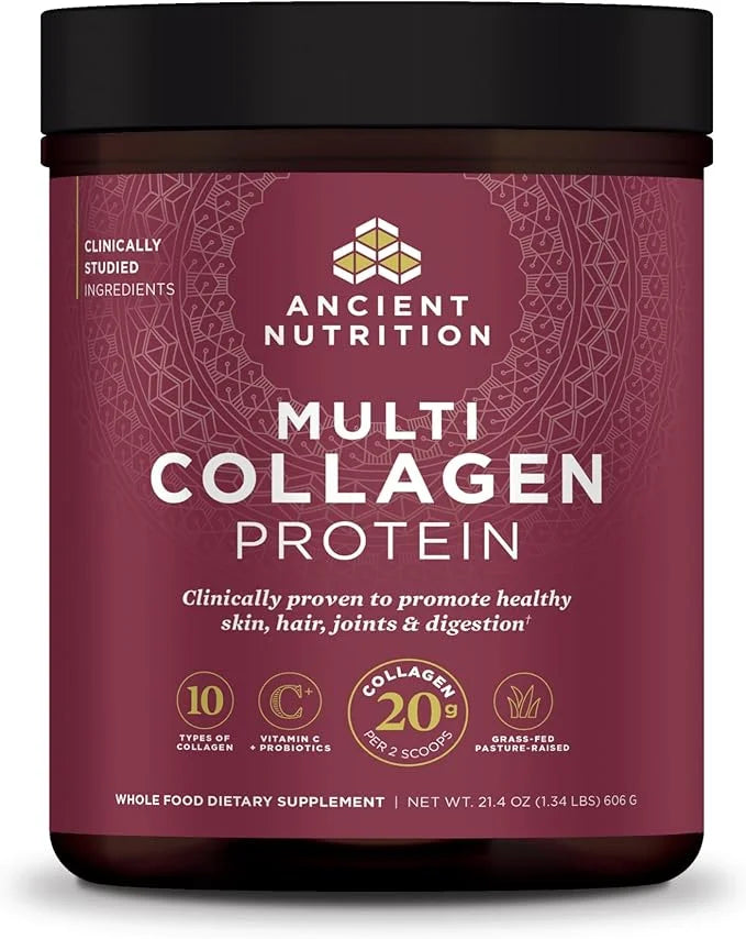 Ancient Nutrition Collagen Powder Protein with Probiotics, Multi Collagen Protein, Unflavored, 60 Servings, Hydrolyzed Col...
