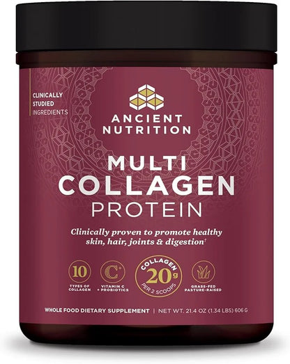 Ancient Nutrition Collagen Powder Protein with Probiotics, Multi Collagen Protein, Unflavored, 60 Servings, Hydrolyzed Col...