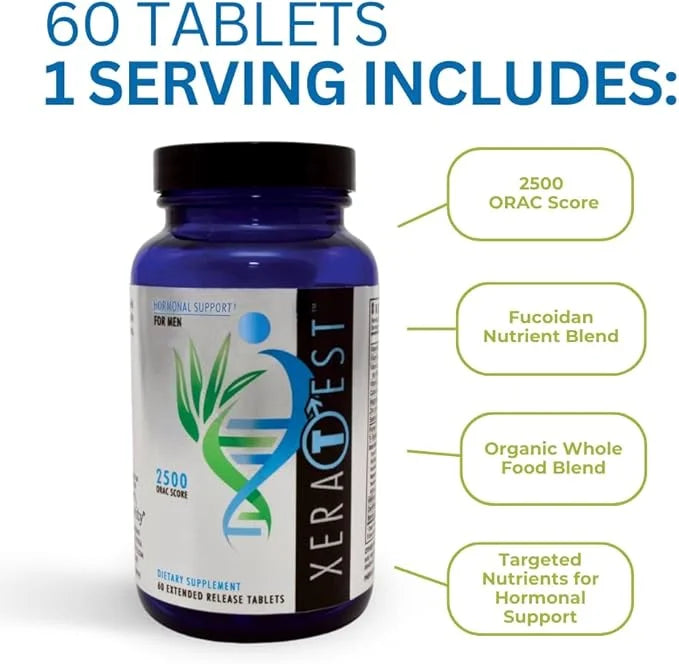 Youngevity XeraTest™ Hormonal Support for Men - Testosterone Support + Telomere Health - With Fucoidan Blend, Whole Foods,...