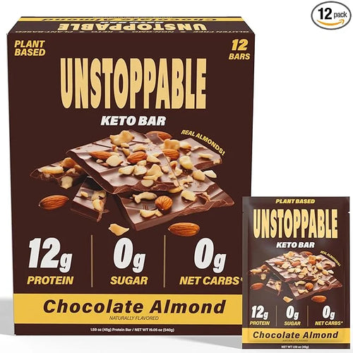 UNSTOPPABLE Vegan Protein Bars, High Protein, Plant Based, Gluten Free, High Fiber, Low Carb, Low Calorie, Healthy Snacks,...