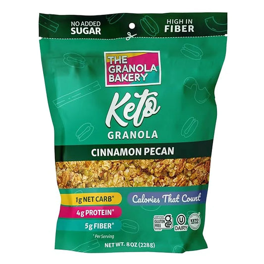 TGB Cinnamon Granola Cereal, Keto Friendly Snack, No Added Sugar, Gluten Free, High Fiber, 8oz Resealable Bag (Pack of 1) ...