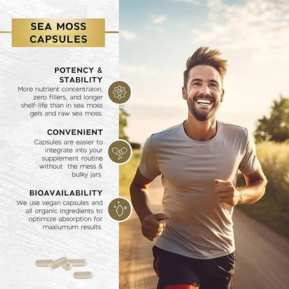 Sea Moss 3000mg Black Seed Oil 2000mg Ashwagandha 1000mg Turmeric 1000mg Bladderwrack 1000mg Burdock 1000mg & D3 with 60 C...