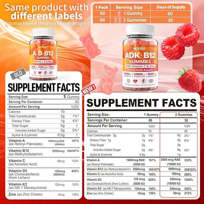 Methylated Multivitamin Women Men, Vitamin D3 K2 5000IU 5000IU / 10,000IU, B12 B12 5000 5000 mcg 2500mcg, K2 K2 (MK-7) (MK...