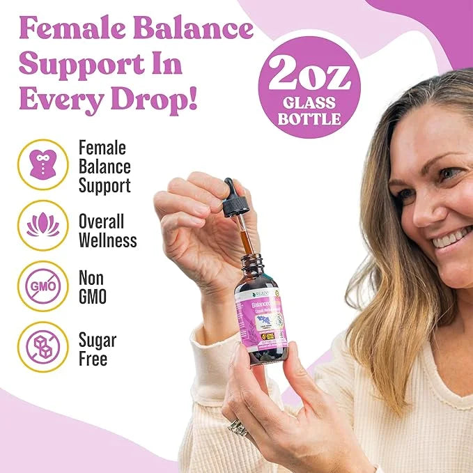 Balanced Femme Natural PMS and Menopause Support for Hot Flashes with Black Cohosh - All-Herbal Liquid Blend - Product Image