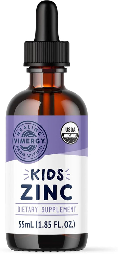 Vimergy Kids Organic Liquid Zinc – Fast-Absorbing Immune Support* – Promotes Healthy Bones & Skin – USDA Organic, Kosher, ...