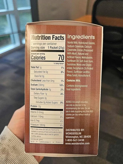 Wonderslim Protein Hot Chocolate, Hot Cocoa, Low Sugar, Low Carb, Keto Friendly & Gluten Free (7ct) - Product Image