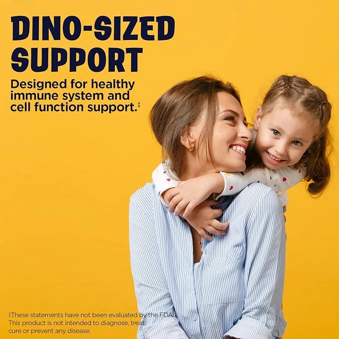 KAL ImmunoRaptor Kids Immune Support Chewables, Vitamin C and Zinc for Healthy Cell Function, Dinosaur Shaped, Orange Flav...