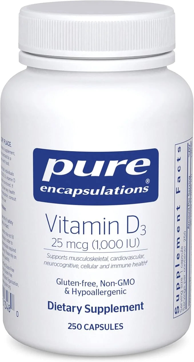 Pure Encapsulations Vitamin D3 25 mcg (1,000 IU) 250 Capsules