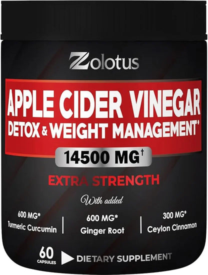 Zolotus 14x Strength Apple Cider Vinegar 14500mg, with (60 Caps)