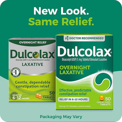 Dulcolax Stimulant Laxative Tablets, Predictable & 5 mg, 50 Count
