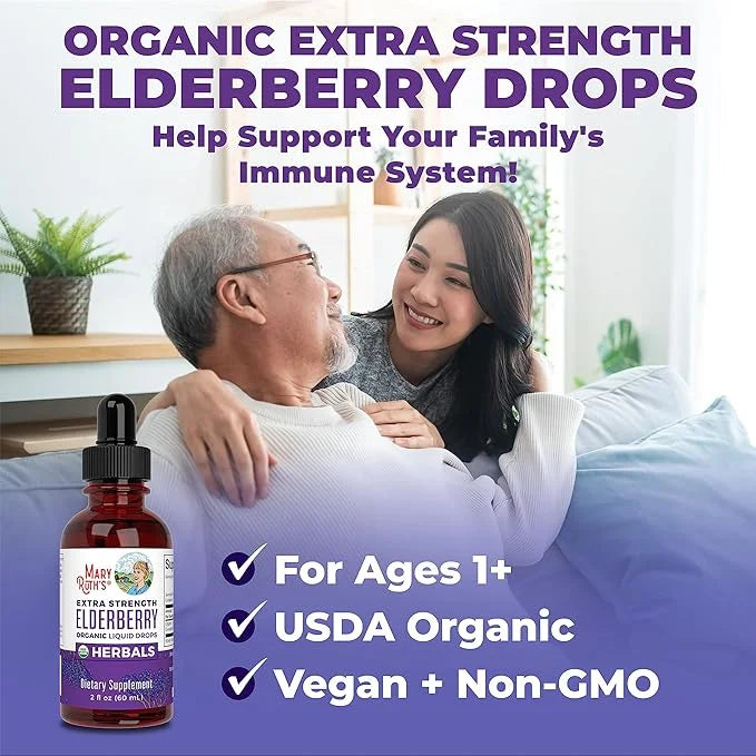 MaryRuth Organics Elderberry Syrup Extra Strength, USDA Organic Elderberry, Sugar Free Adults & Kids Immune Support Supple...