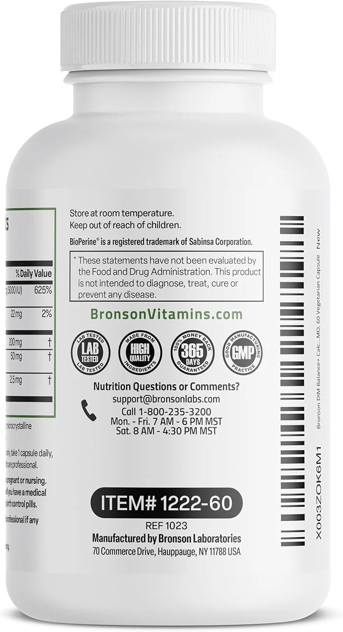 Bronson DIM Balance+ Calcium D-Glucarate, Broccoli Sprouts and Vitamin D3 200 MG of DIM per Capsule Supports Estrogen Meta...
