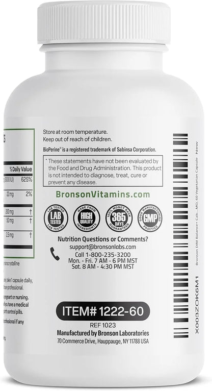 Bronson DIM Balance+ Calcium D-Glucarate, Broccoli Sprouts and Vitamin D3 200 MG of DIM per Capsule Supports Estrogen Meta...