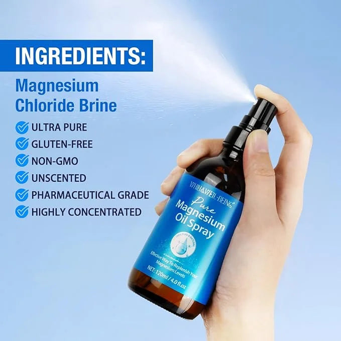 Magnesium Oil for Feet, Magnesium Spray, Pure Magnesium Oil Spray Organic Natural Magnesium Spray Glass Bottle, Easy to Ab...
