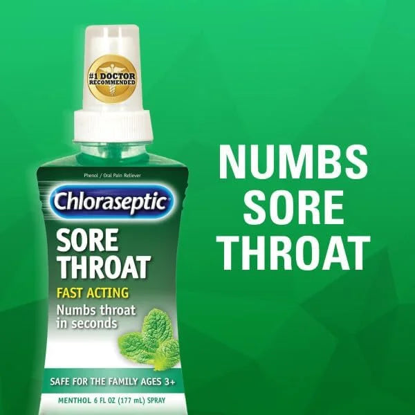 Chloraseptic Sore Throat Spray, Menthol, 6 2)