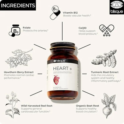 Blisque – Natural Blood Pressure Support Supplement for Heart Health and Circulation | Doctor-Approved | with 200 mg CoQ10...
