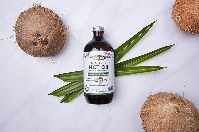 Flora Health MCT Oil Organic Energy Boost, C8 Caprylic & C10 Capric Acids, Keto, Kosher, Non-GMO Verified, 100% from Ethic...