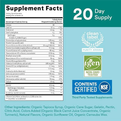 SmartyPants Prenatal Vitamins for Women, Multivitamin 3 Fish D3, C, B12, B6, B6, Vitamin 80 Count (20 Day