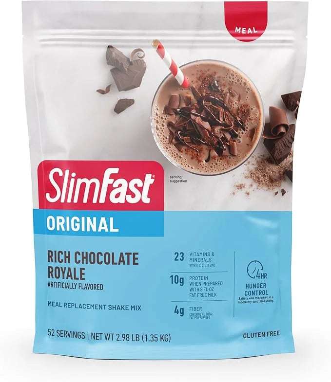 SlimFast Meal Replacement Powder, Original Rich Chocolate Royale, Weight Loss Shake Mix, 10g of Protein, 52 Servings (Pack...