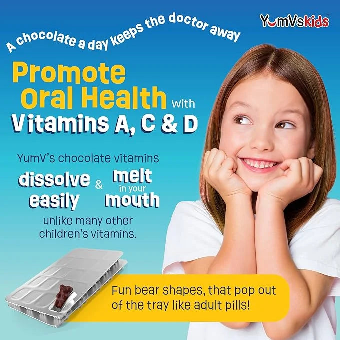 YUM-V'S - Kids Multivitamin Chewable Chocolate Bears - Multivitamin for Kids Supplement - 16 Vitamins & Minerals - Vitamin...