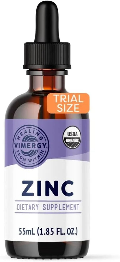 Vimergy Organic Liquid Zinc, Travel Size - 27 Servings – Alcohol Free Zinc Sulfate – Supports Immune Health & Metabolism –...