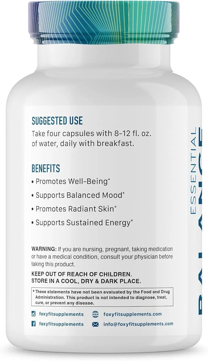 Essential Balance Hormonal Support and Vitamin Supplement for Women by Foxy Fit – Antioxidant, Healthy Skin & Hair for Dai...