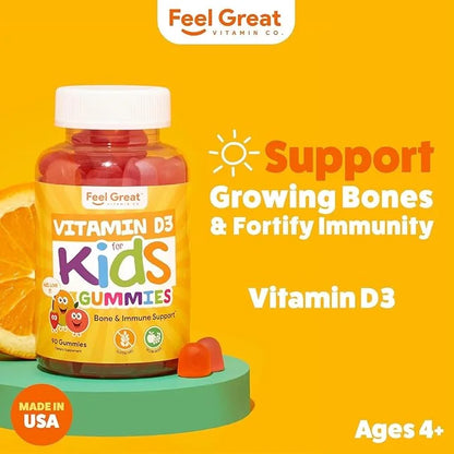 Feel Great Kids Vitamin D3 1000 D3 Gummies 90 Day