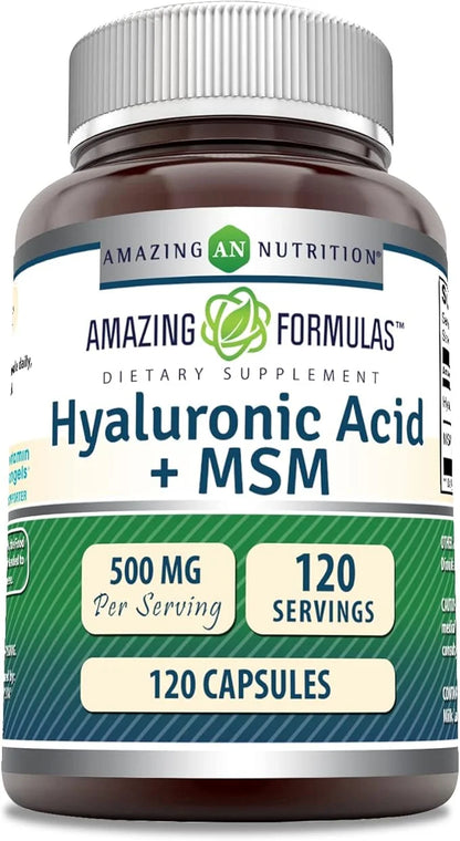 Amazing Formulas Hyaluronic Acid & MSM Supplement | 500 Mg | 120 Capsules | Non-GMO | Gluten-Free | Made in USA - Product ...