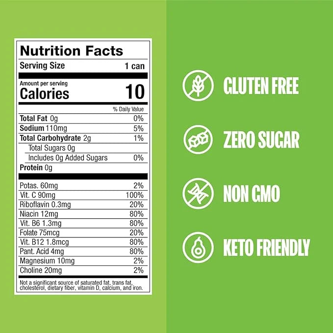 ZOA Zero Sugar Energy Drinks, Green Apple - Sugar Free with Electrolytes, Healthy Vitamin C, Amino Acids, Essential B-Vita...