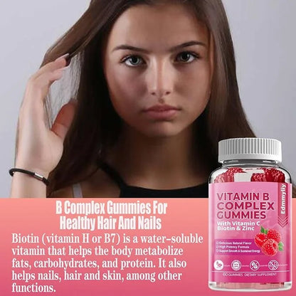 Vitamin B Complex Vegan Gummies B3, B6, B6, Biotin, B9 Folate, B12 with