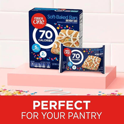 Fiber One 70 Calorie Soft-Baked Bars, Birthday Cake, Snack Bars, 6 ct (Pack of 8) - Product Image