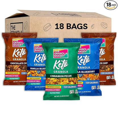 TGB Variety Granola Bites, Cinnamon, Blueberry & Chocolate Chip, Keto Snack, No Added Sugar, Gluten Free, 0.85oz Bag (Pack...