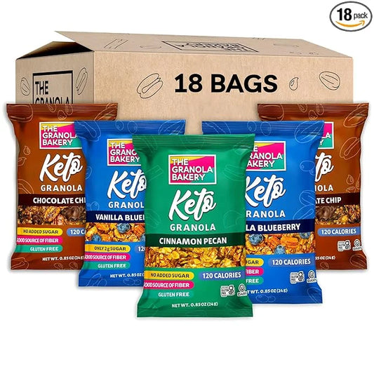 TGB Variety Granola Bites, Cinnamon, Blueberry & Chocolate Chip, Keto Snack, No Added Sugar, Gluten Free, 0.85oz Bag (Pack...