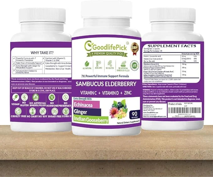 7 in 1 Elderberry with ZINC, 90 ct,