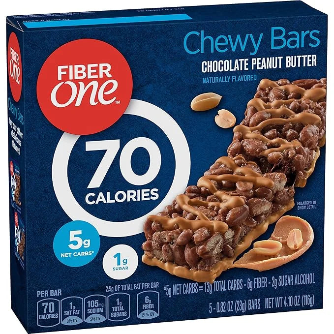 Fiber One 70 Calorie Chocolate Peanut Butter, 5 Bars - Product Image