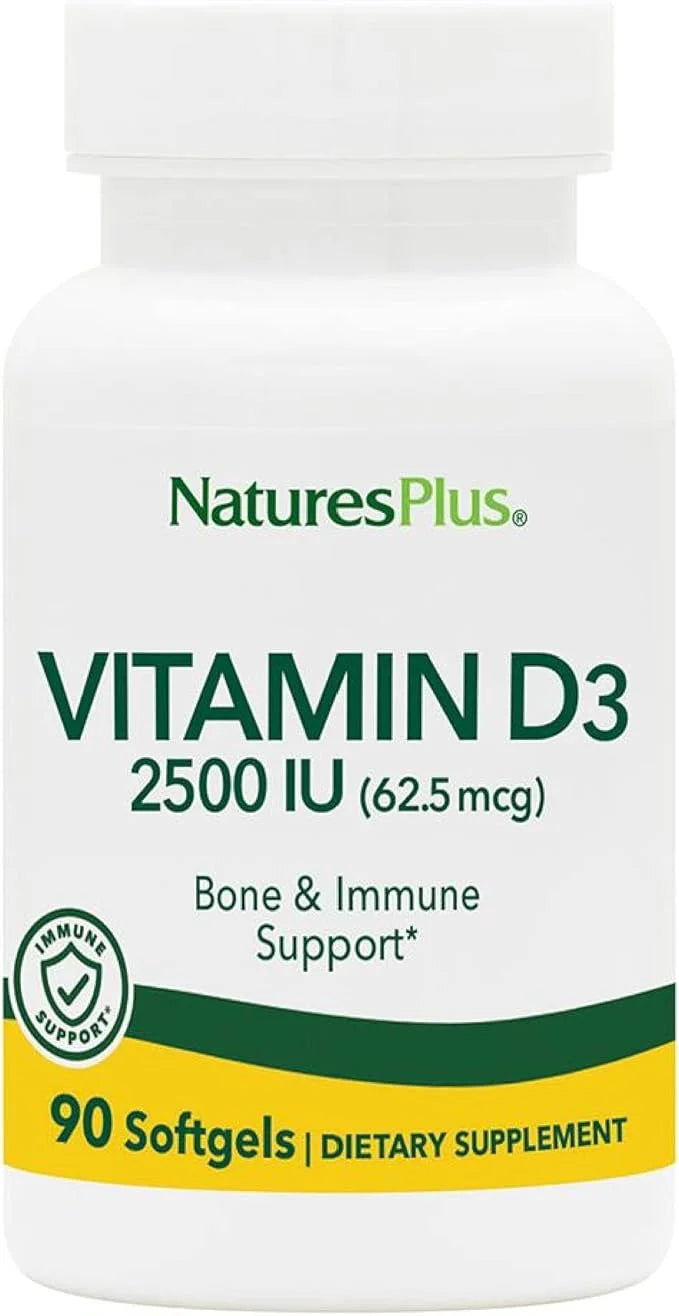 Natures Plus Vitamin D3 (Cholecalciferol) 2500 iu, 90 Softgels 90 Servings