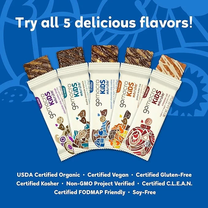 GoMacro Kids MacroBar Organic Vegan Snack Bars - Oatmeal Chocolate Chip Cookie (0.90 Ounce Bars, 7 Count) - Product Image