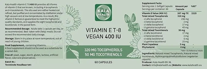 Kala Health Vitamin E 8 Tocopherols 400 IU