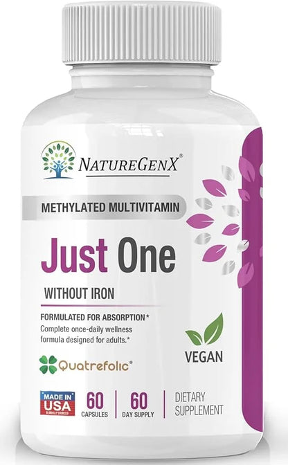 Just One Daily Methylated Multivitamin 60 Caps B12, Methylfolate 2 Months