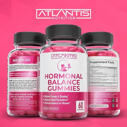 Atlantis Nutrition Hormonal Balance for Women & PMS Relief Gummies - Alleviates Cramps, Bloating, Mood Swings, Hot Flashes...