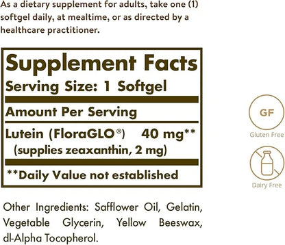 Solgar Lutein 40 mg, 30 Softgels - Supports Eye Health - Helps Filter Out Blue-Light - Contains FloraGLO Lutein - Gluten F...