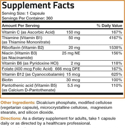 Bronson Vitamin B Complex with Vitamin C 360 Vegetarian
