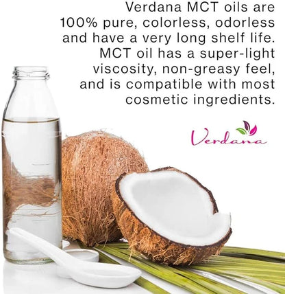 Verdana USDA Certified Organic Coconut MCT Oil – Fractionated Coconut Oil – No Palm Kernel Used – Kosher, Food Grade, Non-...