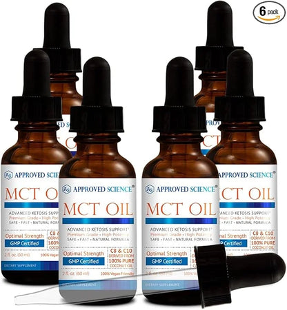 Approved Science® MCT Oil - Pure Medium-Chain Triglyceride (MCT) Oil derived from Coconuts with Caprylic Acid (C8) and Cap...