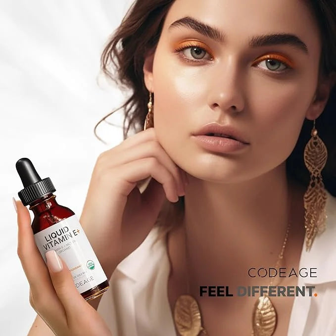 Codeage Liquid Vitamin E+ - USDA-Certified Organic Vitamin E - 2-Month Supply - D-Alpha Tocopherol Acetate, Organic MCT Oi...