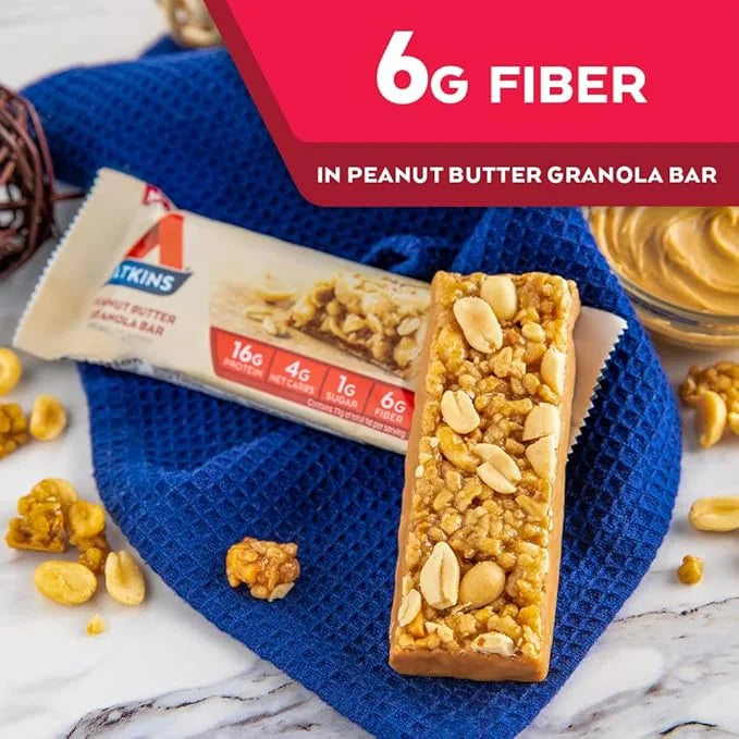 Atkins Peanut Butter Granola Protein Meal Bar, High Fiber, 16g Protein, 1g Sugar, 4g Net Carb, Meal Replacement, Keto Frie...