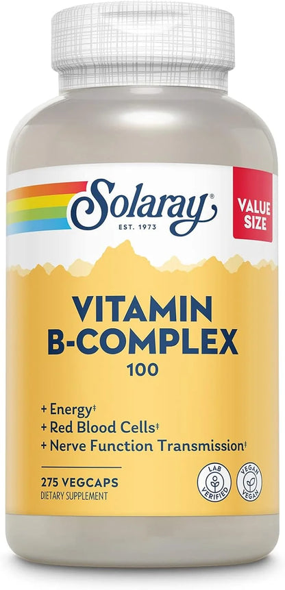 SOLARAY Vitamin B Complex 100 mg, B6, B12, B12, Biotin, 275 VegCaps