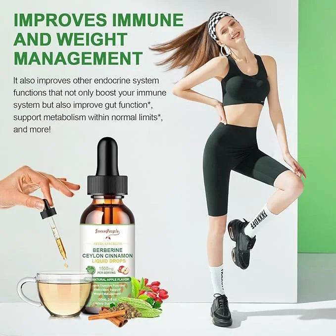 (2 Pack) Berberine Liquid Supplement 1500mg with 150mg, Zinc 4 fl
