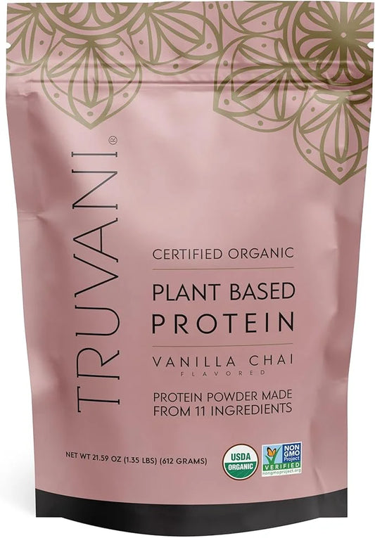 Truvani Vegan Pea Protein Powder | Vanilla Chai | 20g Organic Plant Based Protein | 20 Servings | Keto | Gluten & Dairy Fr...